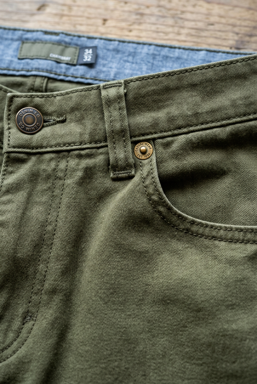 Men's casual pants fabric detail